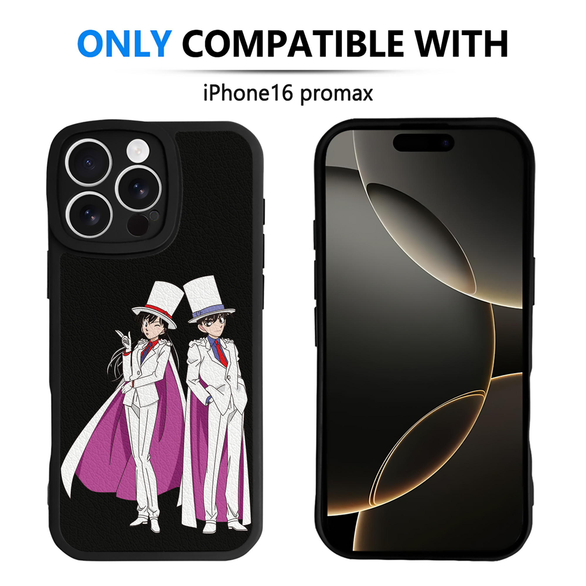 （画像用） 名探偵コナン くろば かいと Detective Conan Kuroba Kaito 【iPhone 16シリーズ対応】シリコンスマホケース（レザー調） 材質：シリコン